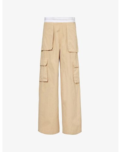 Alexander Wang Rave Branded-waistband Mid-rise Cotton Cargo Pants - Natural