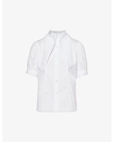 Noir Kei Ninomiya Pointed-collar Short-sleeve Cotton Shirt - White