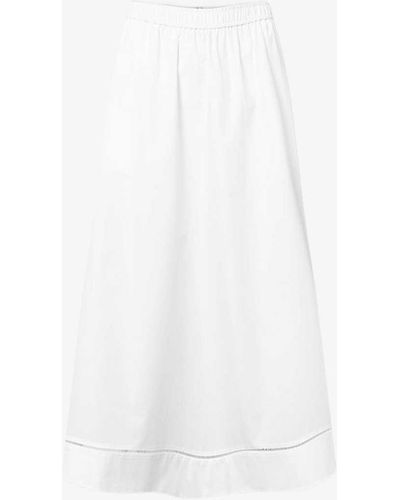 Lovechild 1979 Vera Elasticated-waist Side-slit Organic-cotton Poplin Maxi Skirt - White