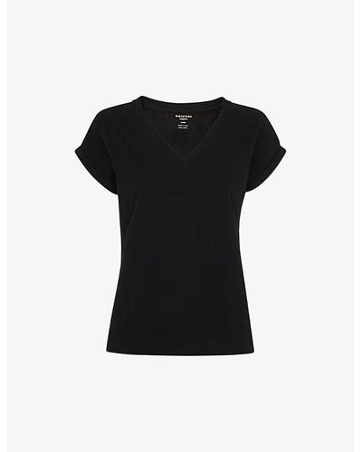Whistles Willa Cap-sleeved Organic-cotton T-shirt - Black