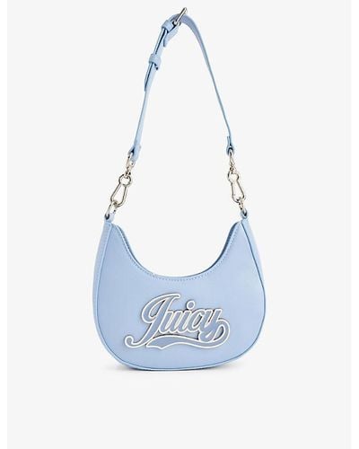 Juicy Couture Branded-plaque Detachable-strap Faux-leather Shoulder Bag - Blue
