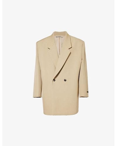 Fear Of God California Notched-lapel Oversized Wool And Cotton-blend Jacket - Natural