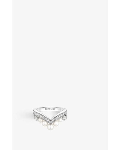 Chaumet Joséphine Aigrette 18ct White-gold, Diamond And Pearl Ring
