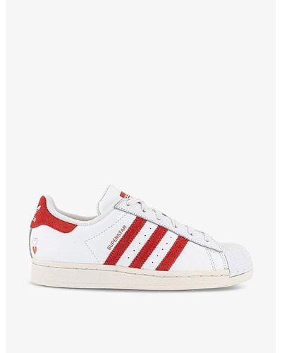 adidas Superstar Logo-embossed Low-top Leather Trainers - Red