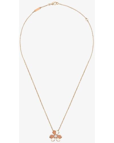 Van Cleef & Arpels Frivole Small 18ct Rose-gold And 0.08ct Diamond Pendant Necklace - White