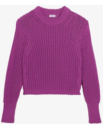 Claudie Pierlot Marteau Relaxed-fit Cotton-blend Sweater - Purple