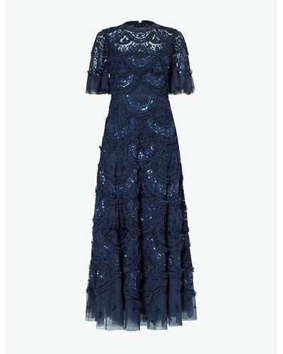 Needle & Thread Carmen Recycled-polyester Maxi Dress - Blue