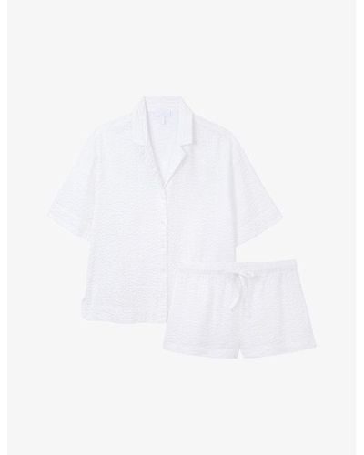 The White Company The Company Relaxed-fit Short-sleeve Seersucker Cotton Pyjama Set - White
