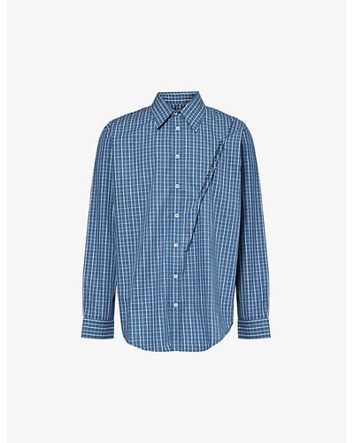Y. Project Evergreen Checked Organic-cotton Shirt - Blue