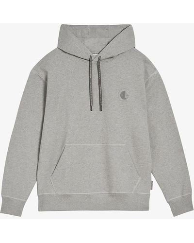 Ted Baker Owenns Brand-patch Relaxed-fit Cotton Hoody - Gray