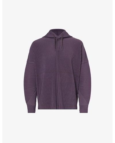 Homme Plissé Issey Miyake Pleated Relaxed-fit Knitted Hoody X - Purple