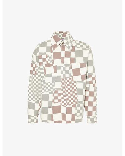 ERL Checked Brand-embroidered Cotton Jacket - White