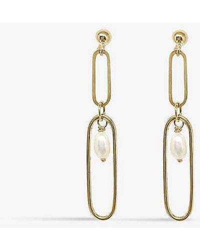 The Alkemistry Poppy Finch Long Link 14ct- And Pearl Drop Earrings - Natural