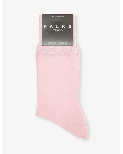 FALKE Tiago Logo-print Organic-cotton Blend Knitted Socks - Pink