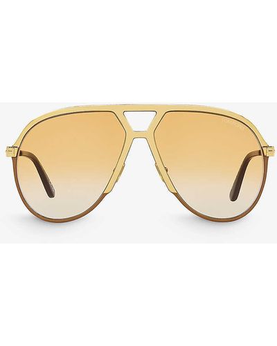 Tom Ford Tr001674 Xavier Aviator-frame Metal Sunglasses - Natural