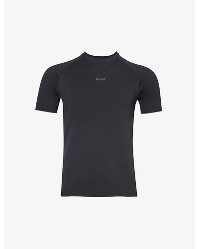 Björn Borg Brand-print Crewneck Stretch Recycled-polyester T-shirt X - Black