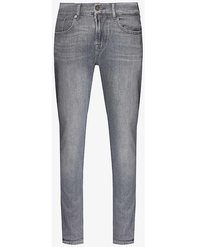 7 For All Mankind Slimmy Tapered Slim-fit Tapered Stretch-denim Jeans - Grey