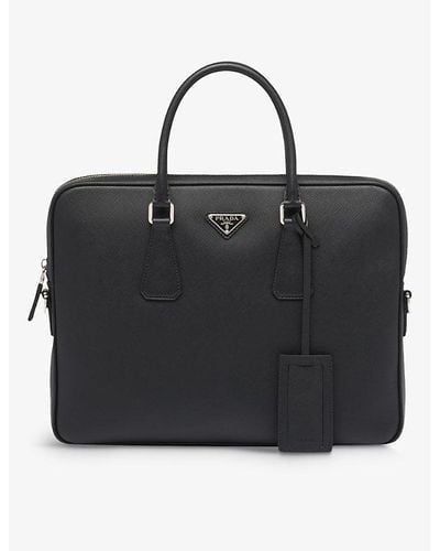 Prada Saffiano Leather Work Bag - Black