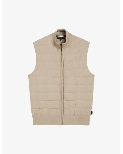 Ted Baker Dejas Padded Woven Gilet - Natural