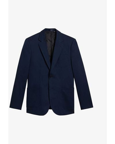 Ted Baker Shakerj Slim-fit Striped Cotton And Linen-blend Jacket - Blue