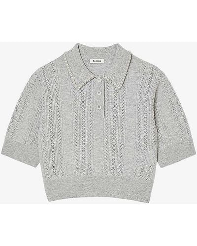 Sandro Daisy-intarsia Alpaca-blend Knitted Vest - Grey