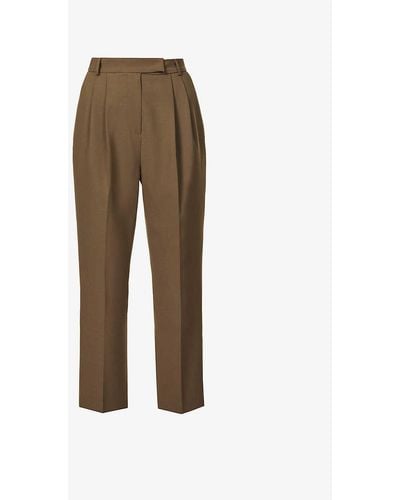 Frankie Shop Bea Tapered High-rise Stretch-crepe Trouser - Brown