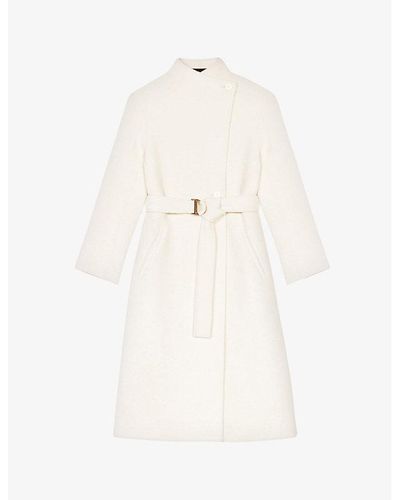 Maje Genesis Belted Wool-blend Coat - White