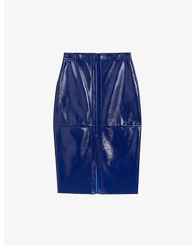 Ted Baker Vinell Panelled Faux-leather Midi Skirt - Blue