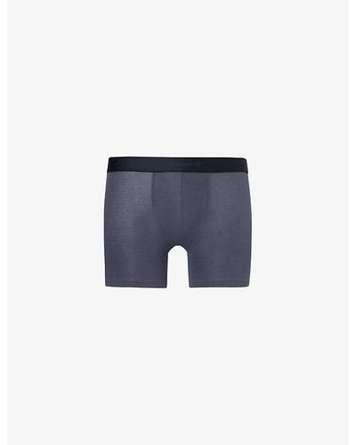 Zimmerli of Switzerland Logo-waistband Mid-rise Stretch-jersey Boxer Briefs X - Blue