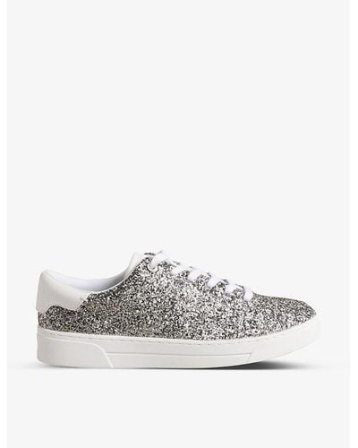 Ted Baker Arglita Glitter-embellished Woven Low-top Sneakers - Gray