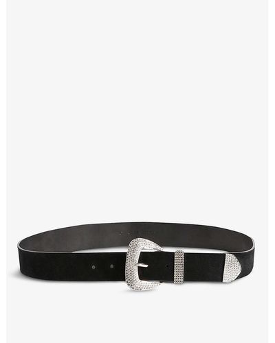 Claudie Pierlot Embellished-buckle Leather Belt - Black