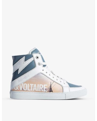 Zadig & Voltaire Zv1747 High Flash Graphic-print Leather Hi-tops - Blue