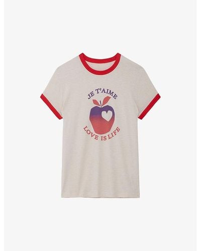Zadig & Voltaire Walk Love Is Life Logo Text-print Cotton T-shirt - Pink