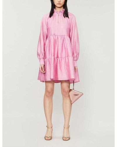 Stine Goya Jasmine Tiered Cloqué Mini Dress - Pink