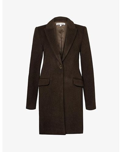 Reformation Whitmore Padded-shoulder Regular-fit Wool-blend Coat - Black