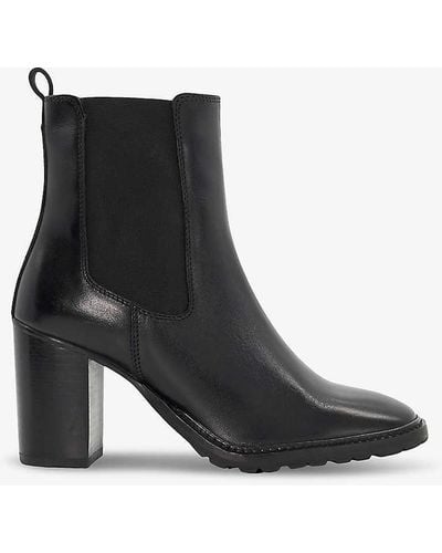 Dune Petition Square-toe Heeled Leather Ankle Boots - Black