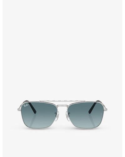 Ray-Ban Rb3636 Caravan Square-frame Metal Sunglasses - Blue