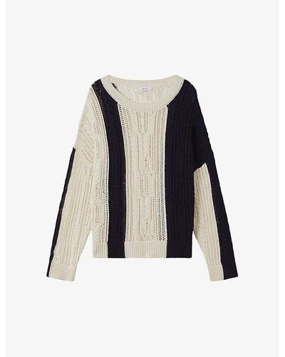 Reiss Terry Colour-block Knitted Jumper - Blue