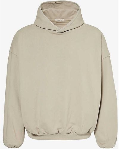 Fear Of God Brand-patch Relaxed-fit Cotton-jersey Hoody - White