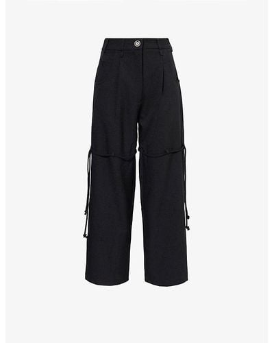 Song For The Mute Rope-tie Straight-leg Mid-rise Woven Pants - Blue