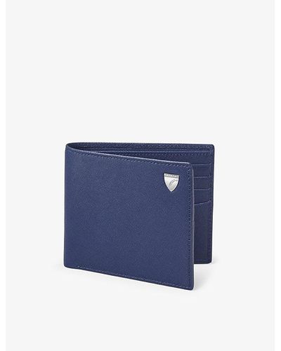 Aspinal of London Billfold Logo-plaque Leather Wallet - Blue