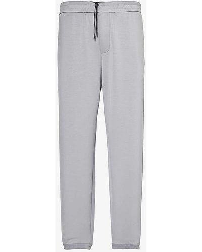 Emporio Armani Logo-patch Relaxed-fit Stretch-woven Blend jogging Bottoms X - Grey