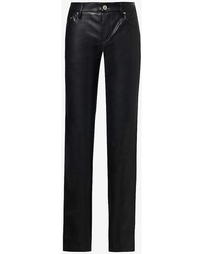 MISBHV Straight-leg Mid-rise Leather Trousers - Blue