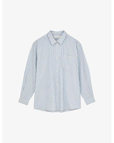 Skall Studio Edgar Stripe-pattern Organic-cotton Shirt - Blue