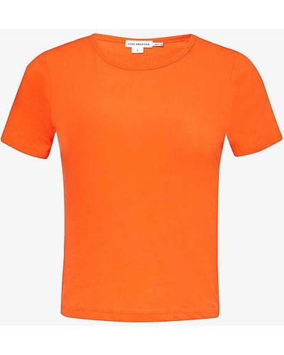 GOOD AMERICAN Round-neck Slim-fit Cotton-jersey T-shirt - Orange