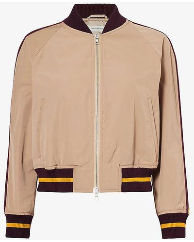 Dries Van Noten Striped-trim Side-pocket Woven Jacket - Natural