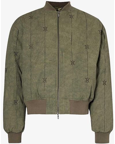 Daily Paper Rasal Brand-embroidered Regular-fit Cotton Bomber Jacket - Green