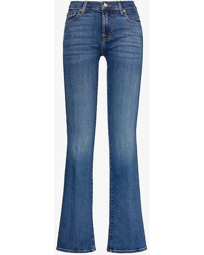 7 For All Mankind Bootcut Soho Flared-leg Mid-rise Stretch-denim Jeans - Blue