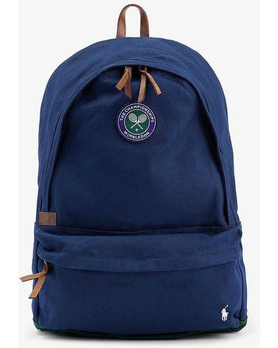 Polo Ralph Lauren X Wimbledon Brand-embroidered Cotton-twill Backpack - Blue