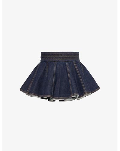 Alaïa Skirt-design Pleated Denim Belt - Blue